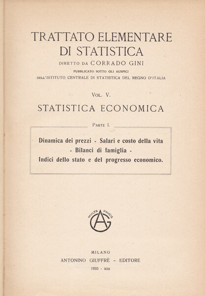 Trattato elementare di statistica. I. II.