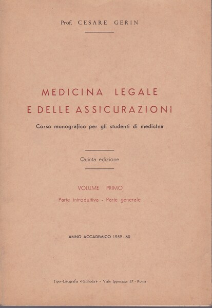 Medicina legale e delle assicurazioni. I. II.