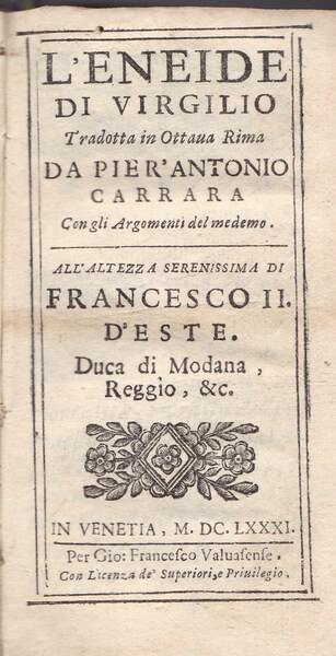 L'Eneide di Virgilio Tradotta in Ottava Rima