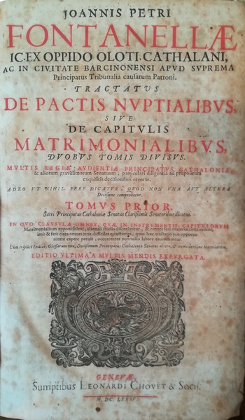 Tractatus de pactis nuptialibus sive de capitulis matrimonialibus. I. II.
