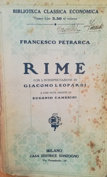 Rime. Con l'interpretazione di Giacomo Leopardi.