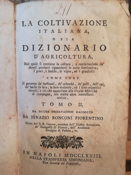 La coltivazione italiana osia Dizionario d'agricoltura (...). Tomo II.