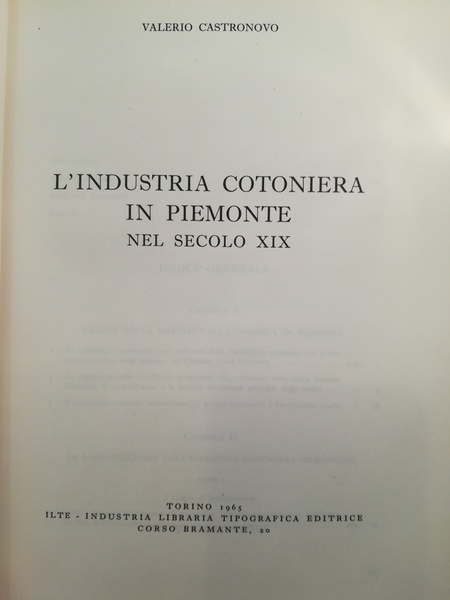 L'industria cotoniera in Piemonte nel secolo XIX.