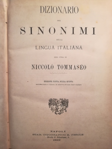 Dizionario dei sinonimi della lingua italiana.