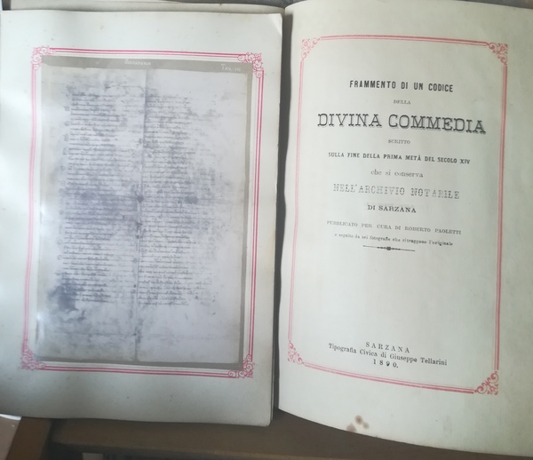 Frammento di un codice della Divina Commedia scritto sulla fine …