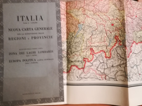Italia. Scala 1:1.250.000. Nuova carta generale. Aggiunta: zona laghi lombardi.