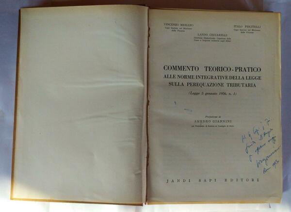 Commento teorico-pratico alle norme integrative della legge sulla perequazione tributaria