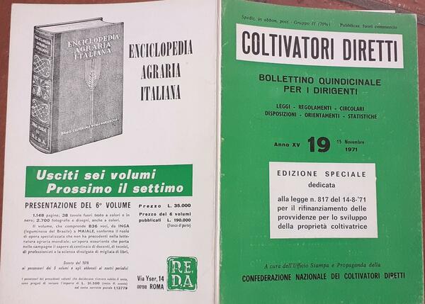 Coltivatori diretti. Bollettino quindicinale per i dirigenti