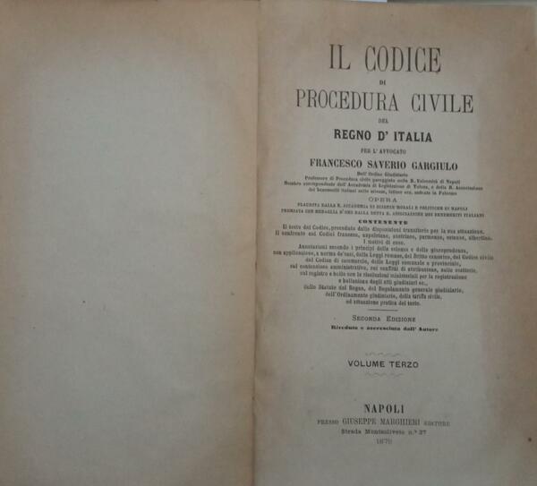 Il codice di procedura civile del regno d'Italia. Volume III