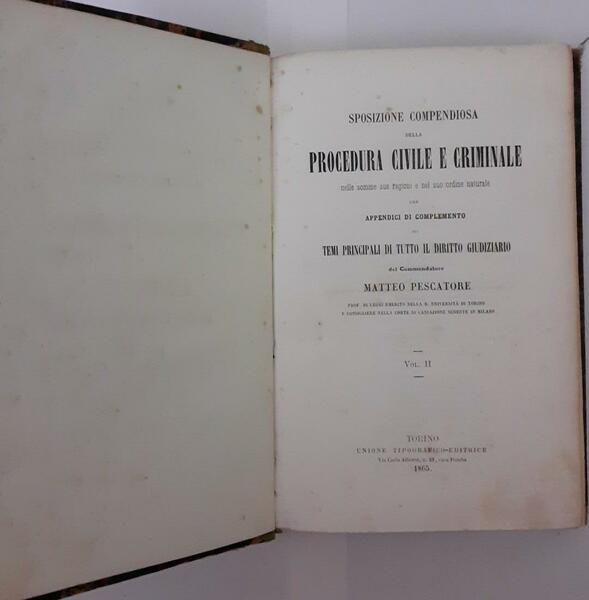 Sposizione compendiosa della procedura civile e criminale Vol II Parte …