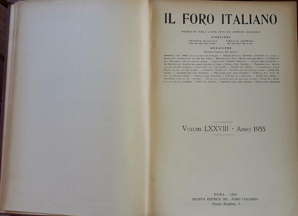Il Foro Italiano. (Volume LXXVIII)