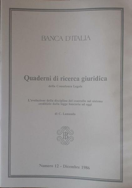 Quaderni di ricerca giuridica della Consulenza Legale della Banca d'Italia …