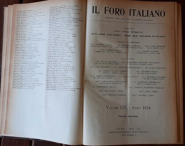 Il foro italiano raccolta generale di giurisprudenza volume LIX