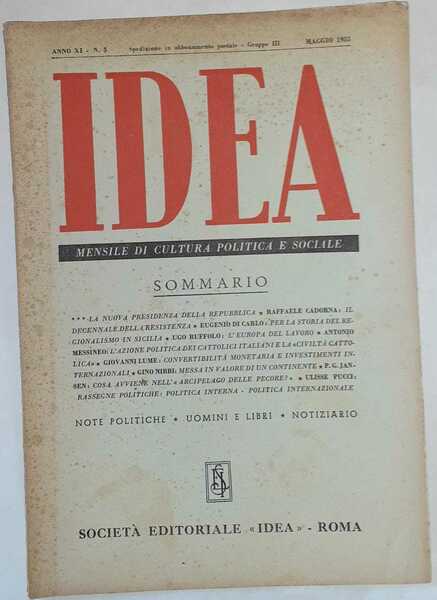 Idea. Mensile di cultura politica e sociale. Anno XI -N.5