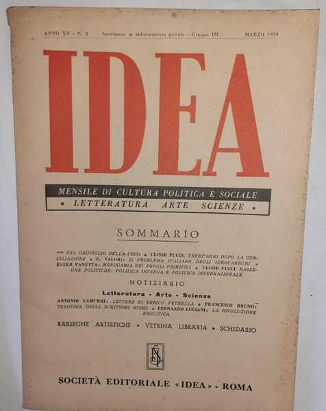 Idea. Mensile di cultura politica e sociale. Anno XV-N.5