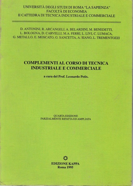 Complementi al corso di tecnica industriale e commerciale