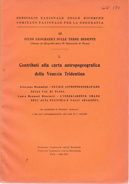 Contributi alla carta antrpogeografica della Venezia Tridentina vol. 2