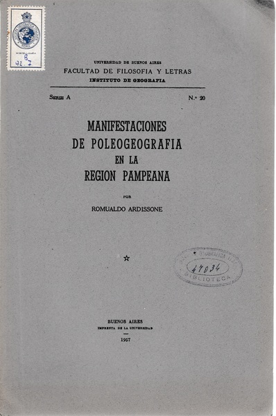 Manifestaciones de Poleogeografia en la region Pampeana serie A n. …