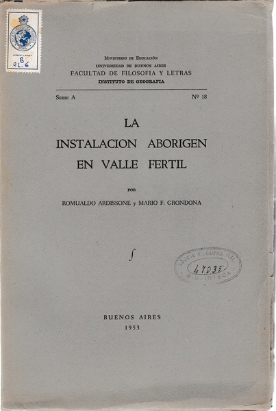 La instalacion aborigen en Valle Fertil serie A - N. …