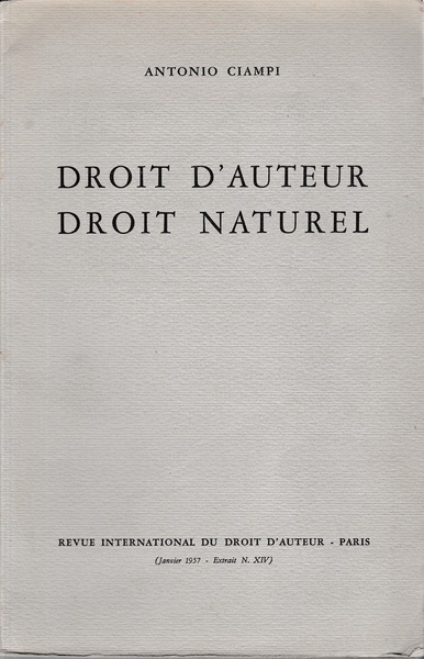 Droit d'auteur, droit naturel (Diritto di autore, diritto naturale) Testo …