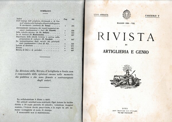 Rivista di Artiglieria e Genio. 69^ annata, fascicolo V, maggio …