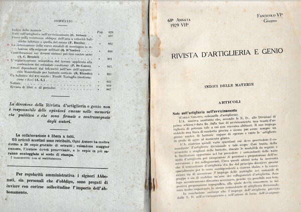 Rivista di Artiglieria e Genio. 68^ annata, fascicolo VI, Giugno …