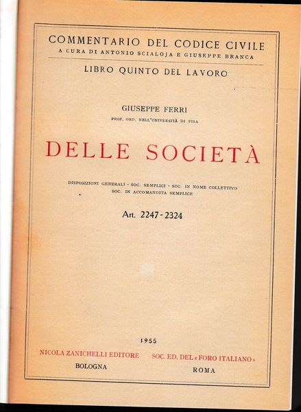 Delle società. Art. 2247-2324