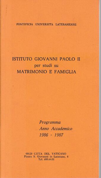 Istituto Giovanni Paolo II per studi su Matrimonio e Famiglia. …