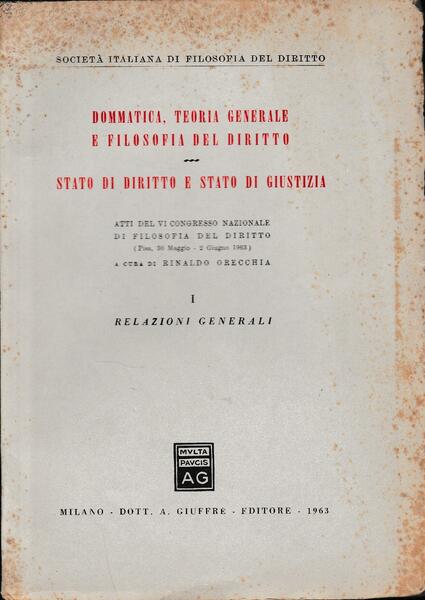 Dommatica, teoria generale e filosofia del diritto - Stato di …