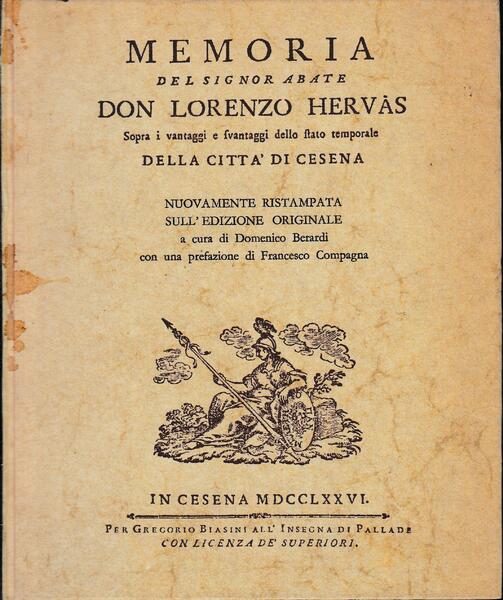 Memoria del signor Abate Don Lorenzo Hervas (ristampa della versione …