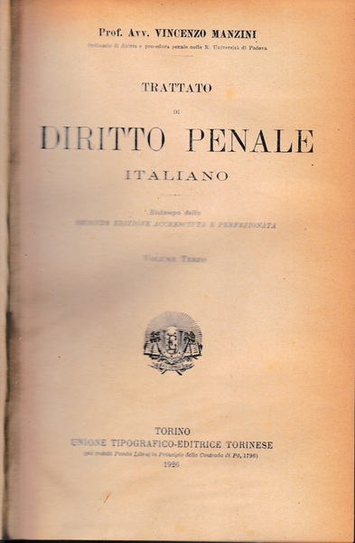 Trattato di Diritto Penale Italiano, vol. 3