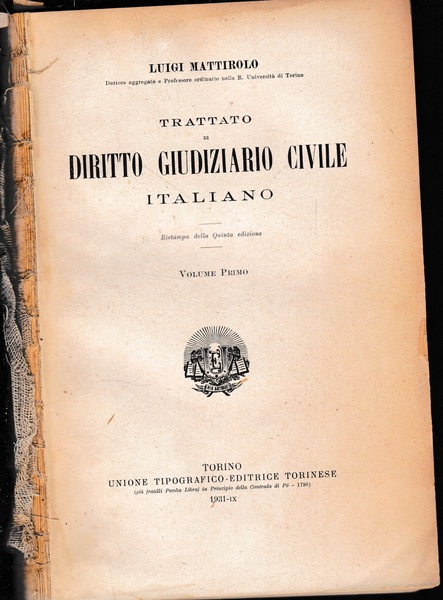 Trattato di Diritto Giudiziario Civile Italiano, vol. 1^