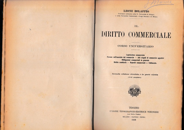 Il Diritto Commerciale. Corso Universitario