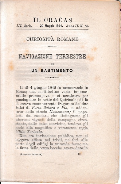 Il Cracas. Diario di Roma. Vol. 2. III serie, 20 …