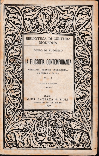 La filosofia contemporanea, vol. 1^