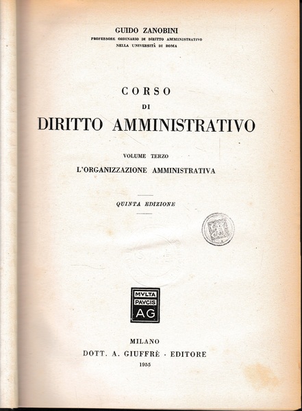 Corso di Diritto Amministrativo, vol. 3^