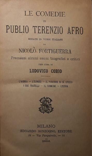 Le comedie di Publio Terenzio Afro