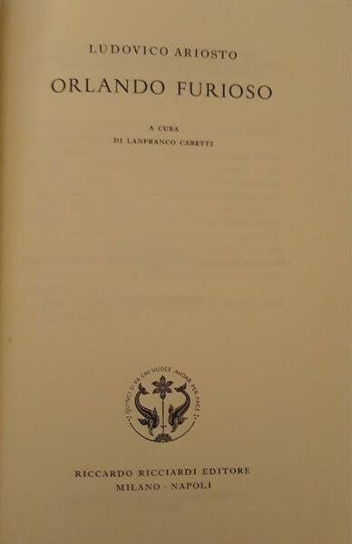 La letteratura italiana Ricciardi: Orlando furioso