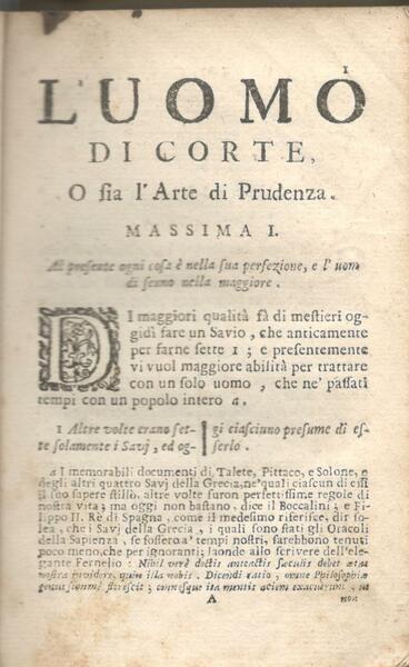 L'Uomo di Corte o sia l'Arte di Prudenza