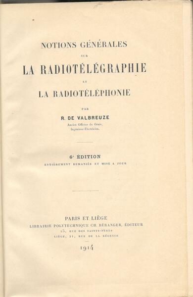 Notions Générale sur la radiotélégraphie et las radiotéléphone