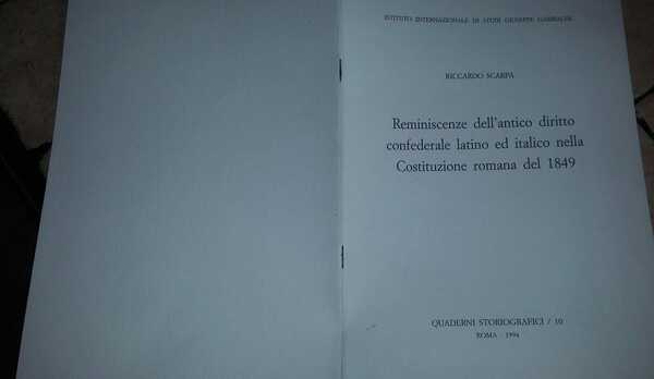 Reminiscenze dell'antico diritto confederale latino ed italico nella Costituzione romana …