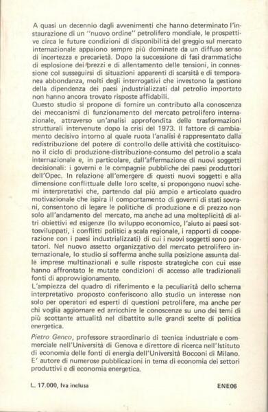 Il mercato petrolifero internazionale. Nuovi soggetti e nuove regole del …