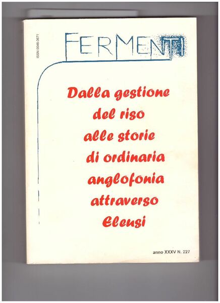 DALLA GESTIONE DEL RISO ALLE STORIE DI ORDINARIA ANGLOFONIA ATTRAVERSO …