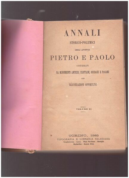 ANNALI STORICO POLEMICI DEGLI APOSTOLI PIETRO E PAOLO VOL. II