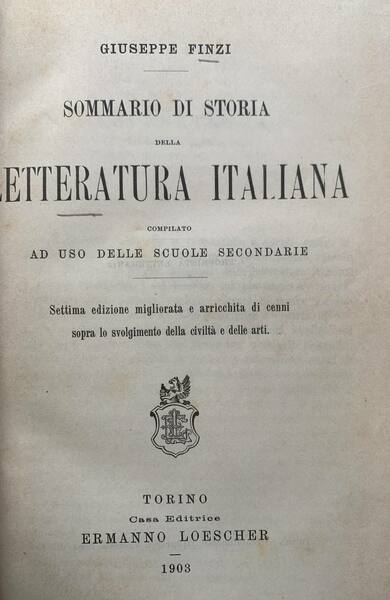 Sommario di storia della letteratura italiana