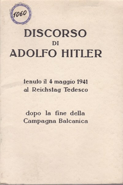 Discorso di Adolfo Hitler tenuto il 4 maggio 1941 al …