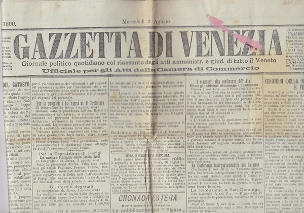 Gazzetta di Venezia. 2 Agosto 1899.