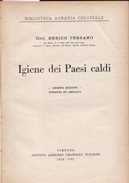 Igiene dei Paesi Caldi