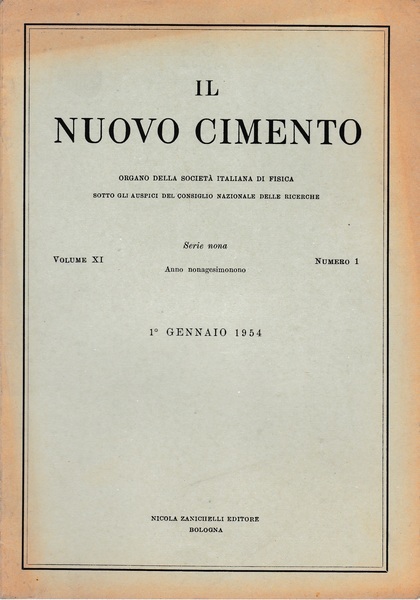 Il nuovo cimento. Vol. XI Serie nona n. 1 Gennaio …
