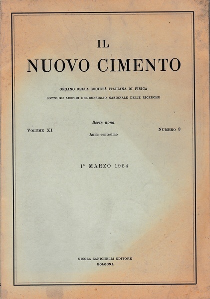 Il nuovo cimento. Vol. XI Serie nona N.3 Marzo 1954
